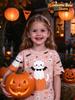 Kids Halloween Girls T-Shirt Pink Leopard Print Ghost Pumpkin Spider Bat Graphic Tee Short Sleeve Casual Top for Halloween Party