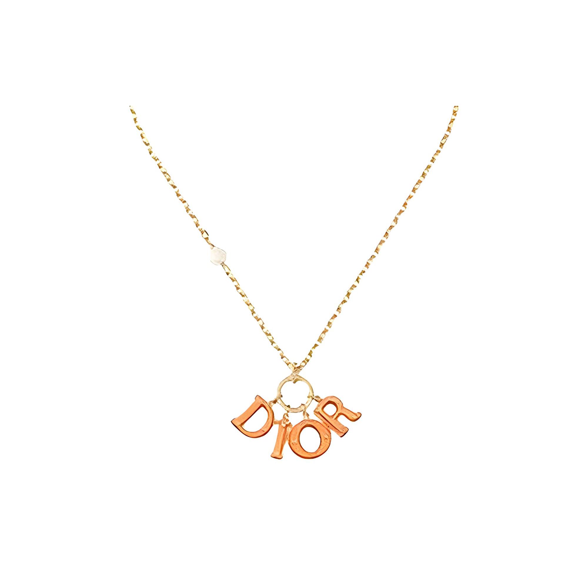 

Dior New Womens Fashion Classic Transparent Fluorescent Orange Resin Letter Pendant Chain Necklace Women necklace N1680DVOPLD372 Gold-Box/Dust Bag Random Shipment