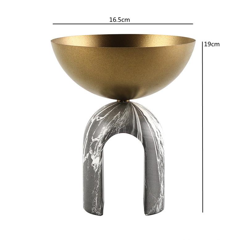 Resin Geometric Arch High Foot Fruit Tray, Stainless Steel Bowl, Metal Tray, Snacks, Living Room Dining Table Storage Tray