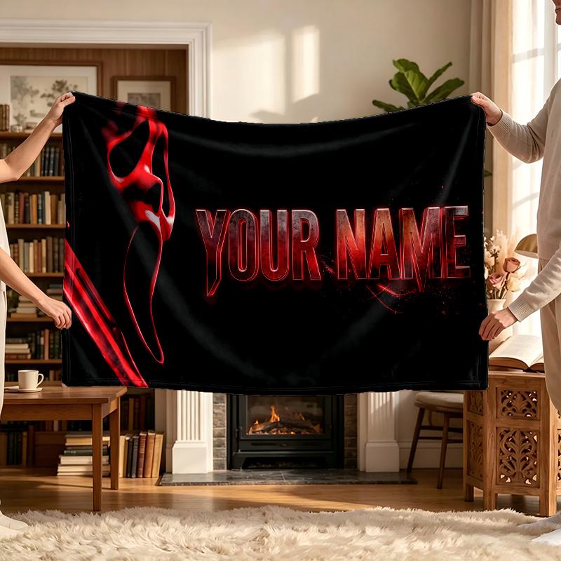 Scream (19) Personalized Name Blanket Soft Cozy Gift for Sofa Bed Couch Home Decoration
