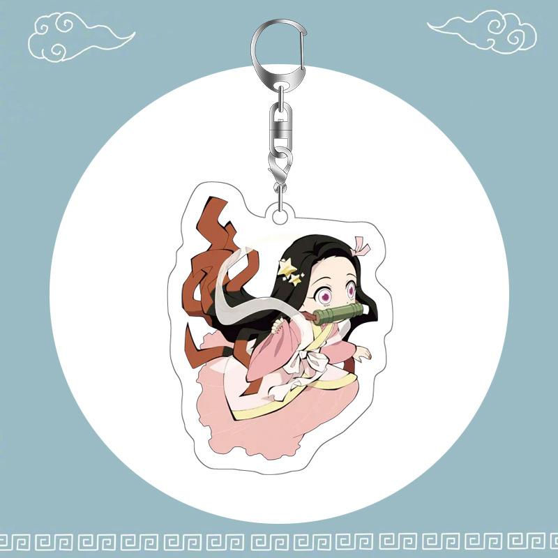 Anime Demon Slayer Keychain Acrylic Pendant Cartoon Accessory Dropshipping Support Custom Bulk Order Gift for Fans