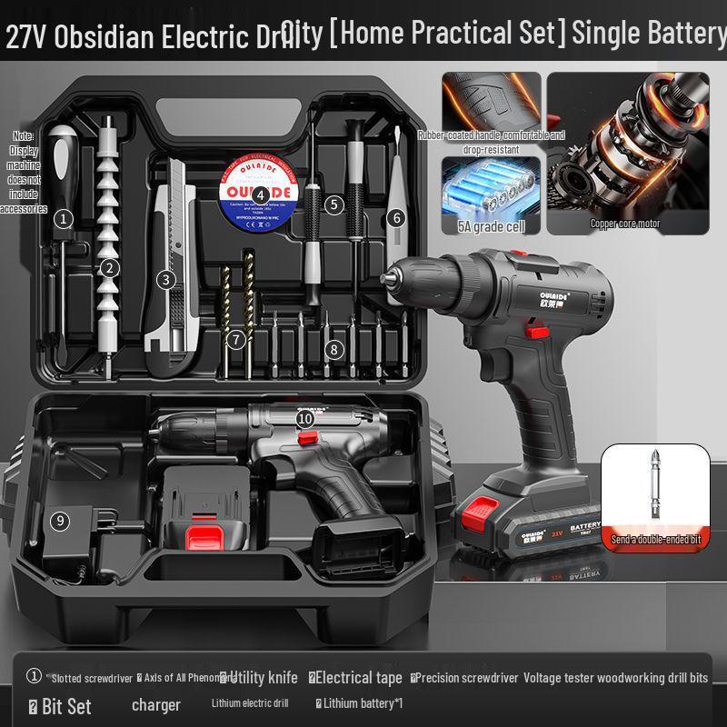 

Oulade Rechargeable Multifunctional Electric Drill Tool Set for Woodworking & Household Maintenance