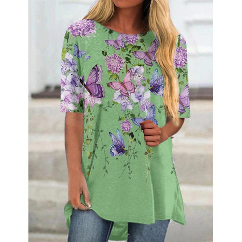 Tricou cu imprimeu 3D cu fluture floral de vară, îmbrăcăminte de stradă, pentru femei, la modă, ocazional, tricou Y2K, tricou, pentru femei, îmbrăcăminte supradimensionată pentru femei