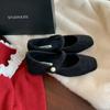 ~ Square head word with light mouth velvet to increase height thick heel Mary Jane single shoes women