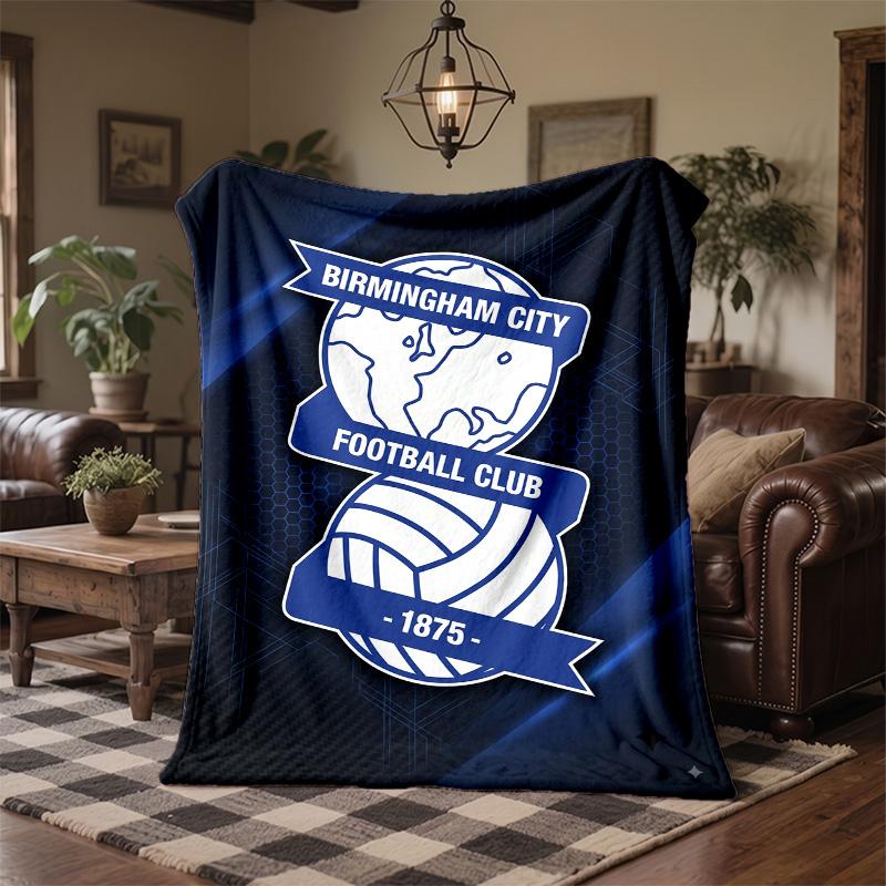 Fleece deka s motivem Birmingham City Útulná měkká plyšová deka do ložnice, na pohovku, na cesty