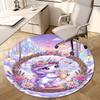 1PC Unicorn Flowers Non-Slip Floor Round Carpet, Office, Family, Bedroom, Large Area Rug Indoor Rugs,  Durable PolyesterH0337