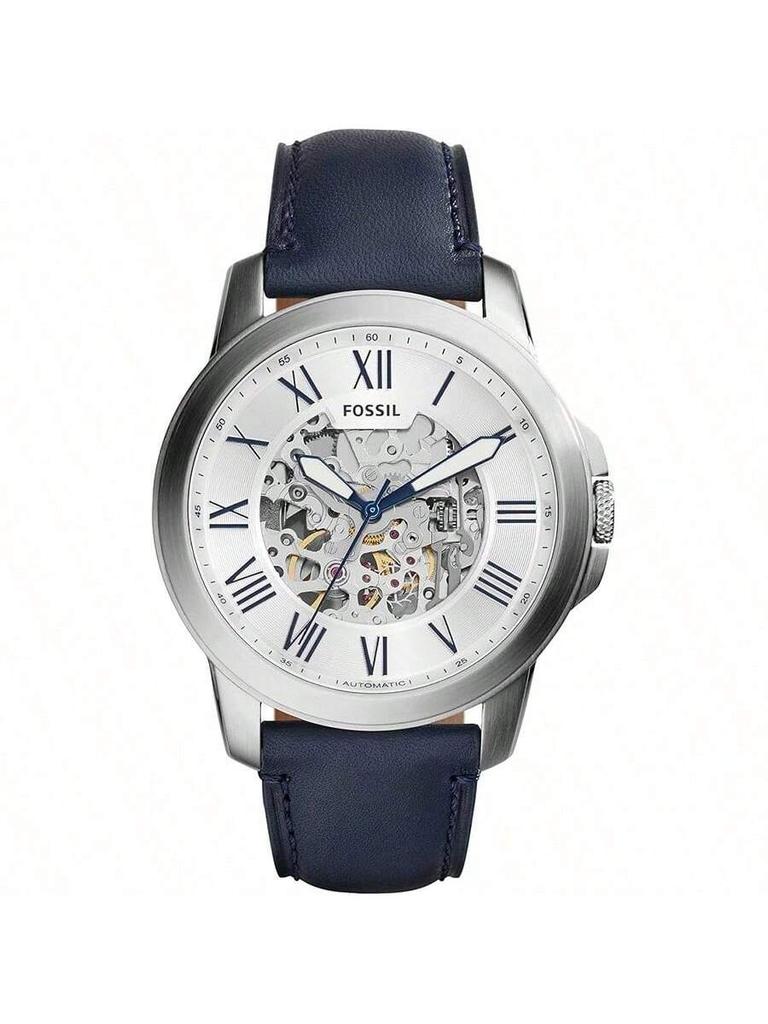 Fossil Men's Automatic Mechanical Leather Three-Hand Watch Stainless Steel Case/Scratch Resistant Glass Mirror ME3111