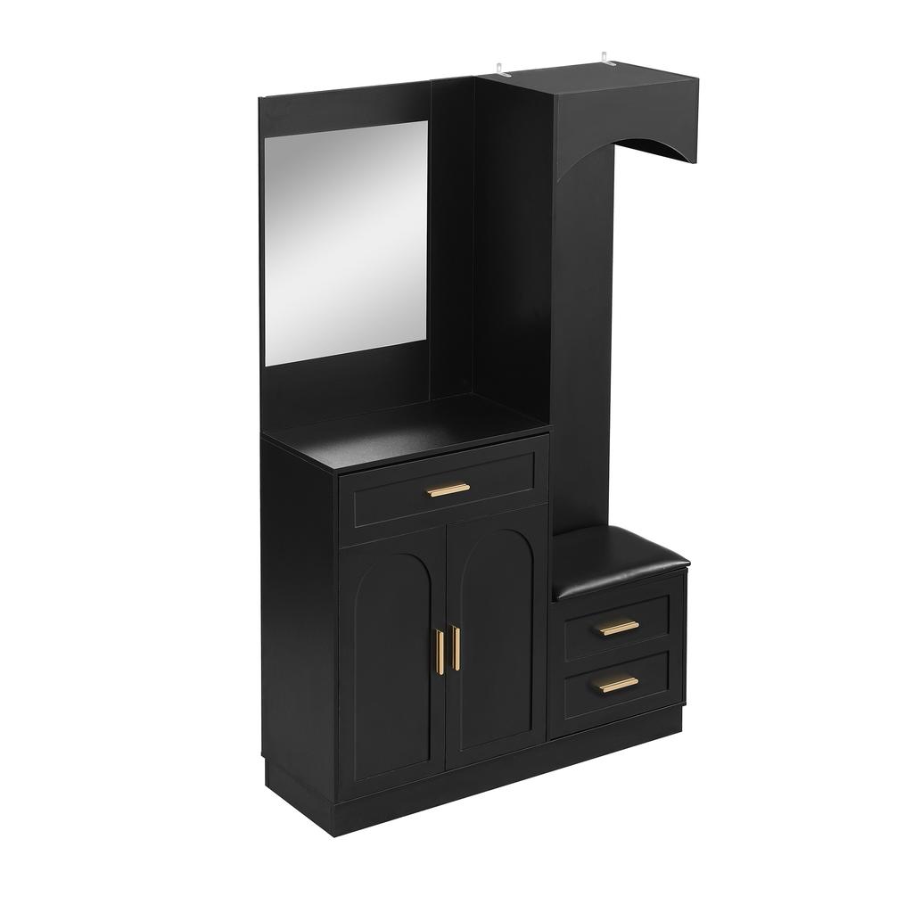 Modern, Compact Hallway Wardrobe, Coat Cabinet and Shoe Cabinet Combination, Entrance Cabinet, Multifunctional Storage Shelf with Mirror
