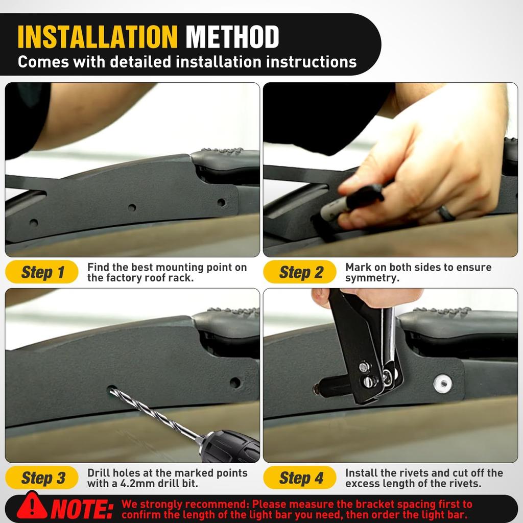 Nilight 42 inch Curved LED Light Bar Bracket Mounting Upper Windshield Roof Cab Brackets Compatible with Toyota Tacoma with Factory Roof Rack 2005