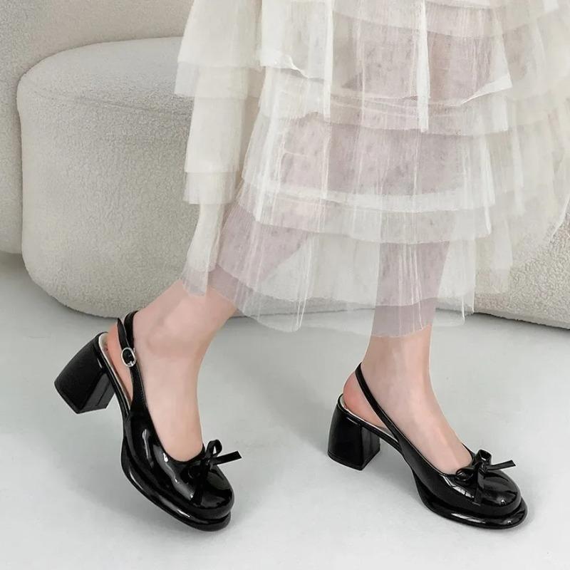 Scarpe Mary Jane da Donna Dolci con Fiocco a Farfalla Scarpe Lolita Tacco Spesso Sandali Singback Moda Casual Sandali in Pelle da Donna