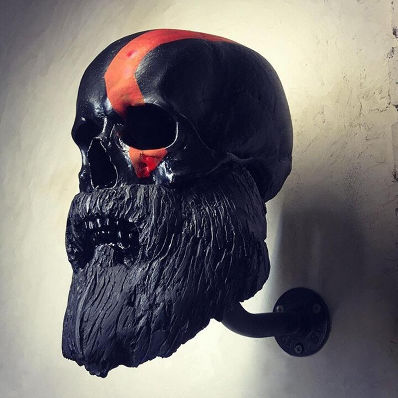 Motorcycle Helmet Rack Helmet Holder Skull With Beard-Helmet Rack Wall Mount