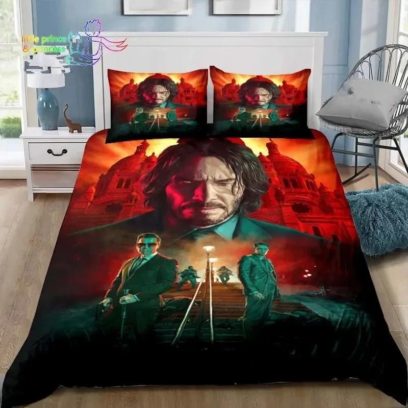 Thriller Film John Wick Bedding Set Single Twin Full Queen King Size Bed Set Adult Kid Bedroom Bedding Gift