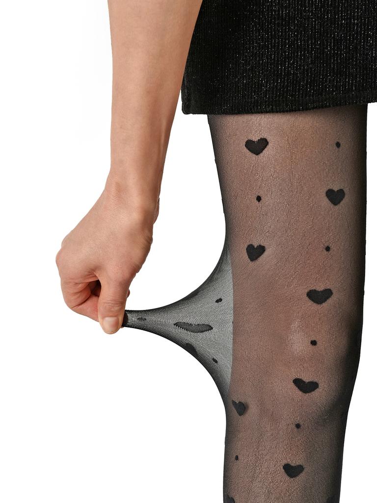 1 Pair Fashion Sexy Heart-Shaped Print Ultra-Thin Sheer Stocking Transparent Versatile Breathable Tights Elastic Nylonstocking