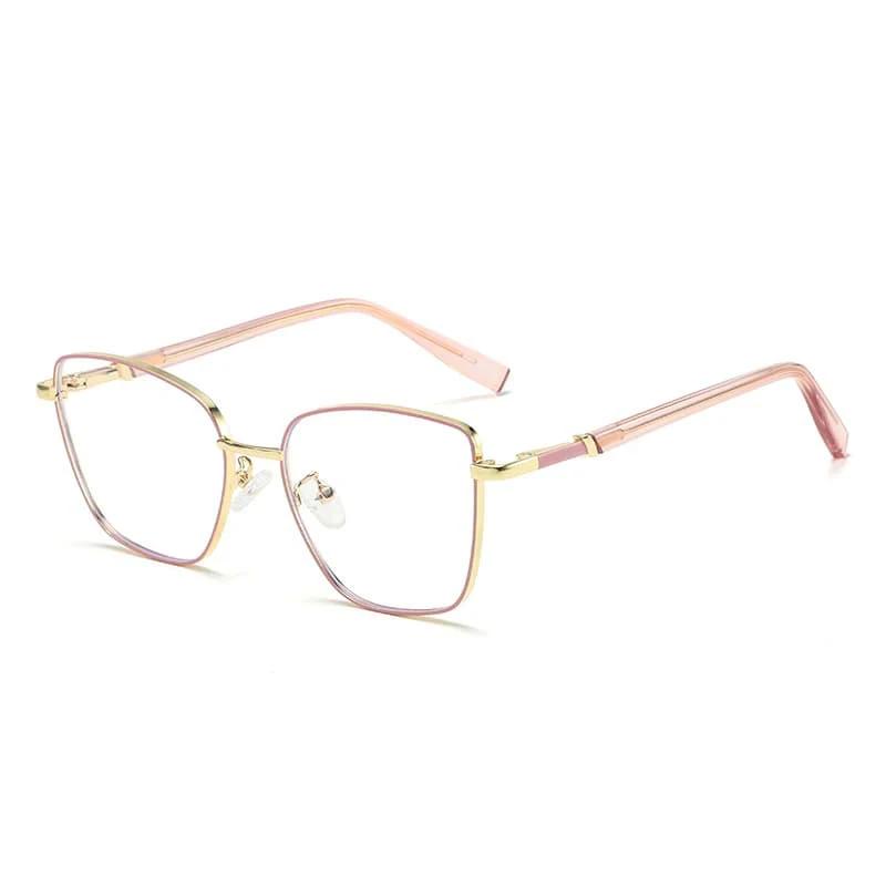 New Fashionable Cat Eye Women'S Flat Light Glasses Frame Ultra Light Neutral Luxury Metal Frame Anti Blue Light Glasses
