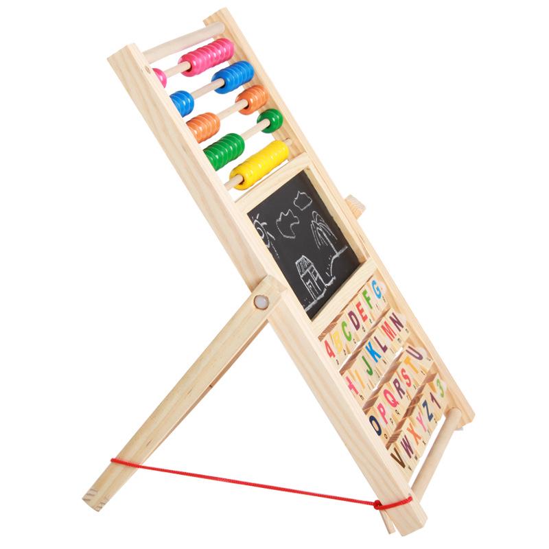 Wooden Kids' Writing & Drawing Board with Abacus and Calculator for Early Education