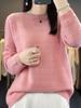 Women's Loose Wool Crochet Sweater - Round Neck Knitwear, Hollow Design, Autumn/Winter Versatile Style