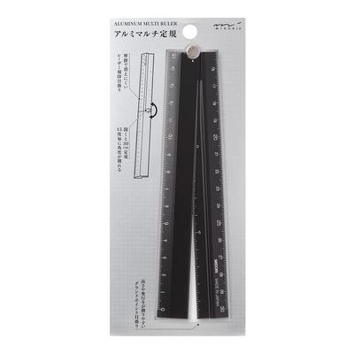 DESIGNPHIL Midori Aluminum Multi Ruler 30cm Black A 42286006 - Precise Measuring Tool