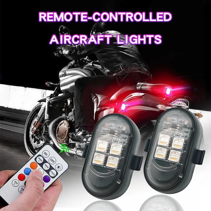 2/4/6pcs RGB Strobe Lights USB Rechargeable Warning Lamp Vehicle Waterproof Decor Light Remote Control LED for Motorcycle