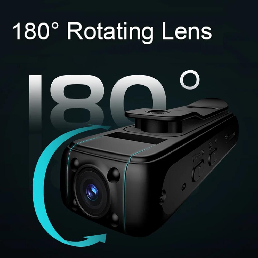 2K HD Mini Camera WiFi 180° Rotatable Lens Outdoor Sport Video Recorder Night Vision Police Body Cam Back Clip Long Battery Life