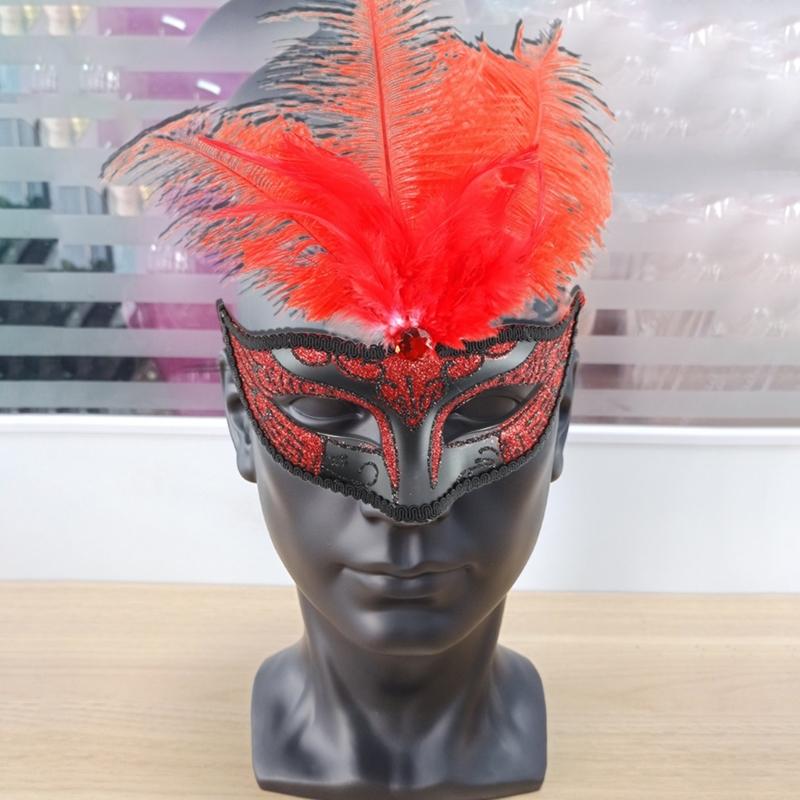 Feathered Masquerade Mask for Women Men Halloween Masquerade Cosplay Mask Half Face Mask Halloween Mask