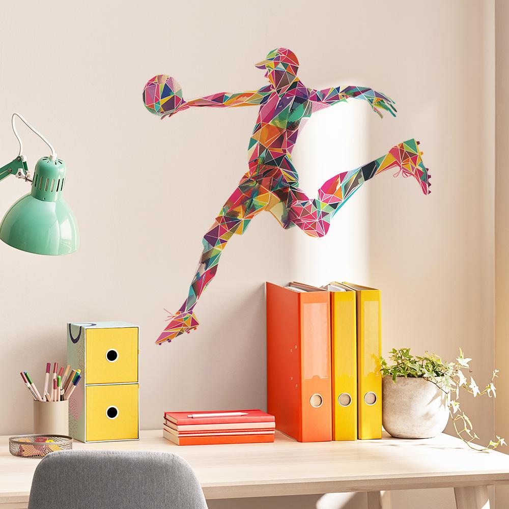 Creative Puzzle Basketball Player Wall Sticker Self-Adhesive for Kids Bedroom Wall Decoration