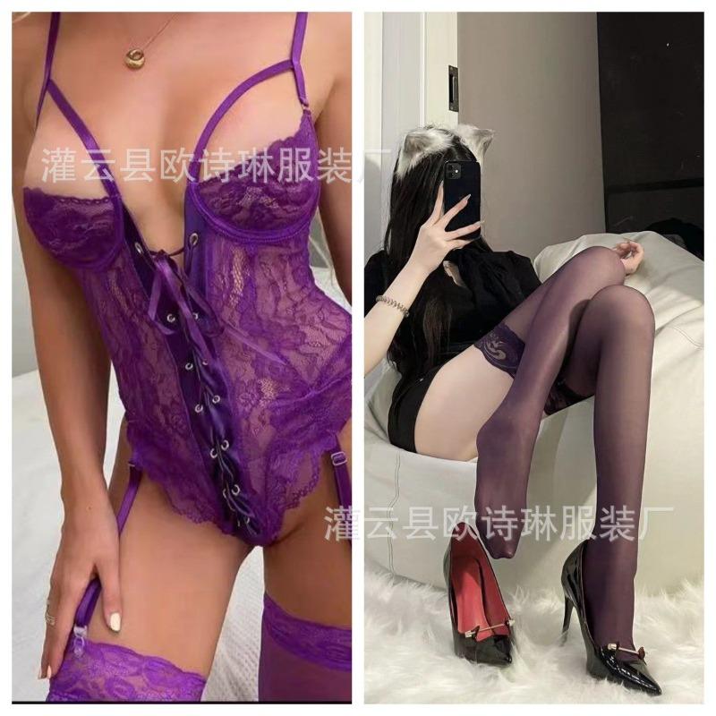 European and American erotic underwear new lace sexy pajamas transparent wear one-piece erotic pajamas wholesale