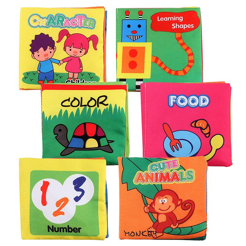 6Pcs Early Education Baby Palm Cloth Book Toy