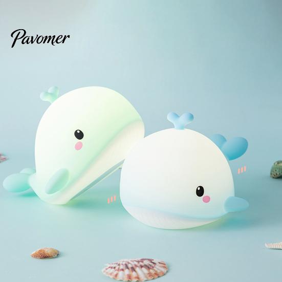 Eye Friendly Bedside Lighting Cute Whale Silicone Touch Night Light, USB Rechargeable Lamp with Portable Animal Light 3 Brightness & Remote