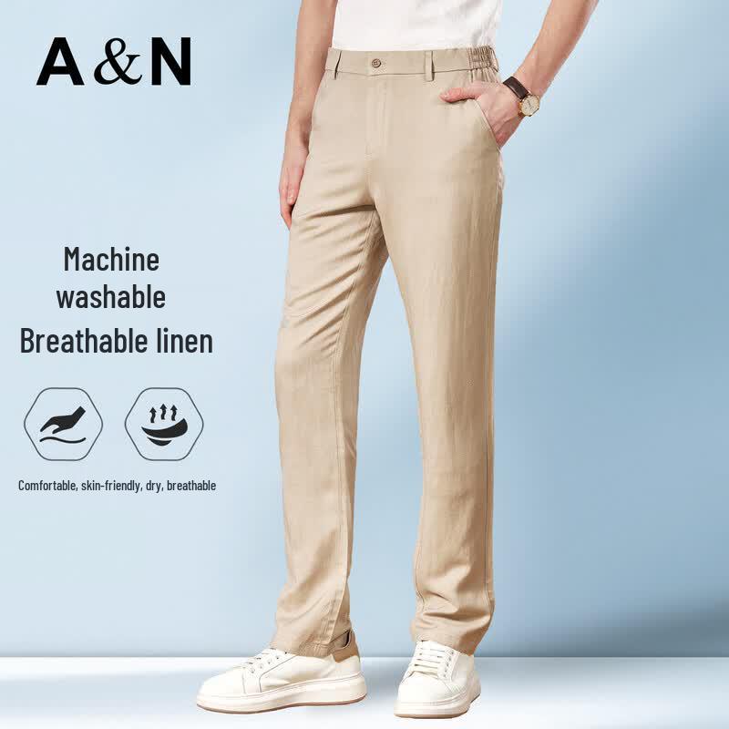 Antonio Men s Linen Blend Straight-Leg Casual Pants 35