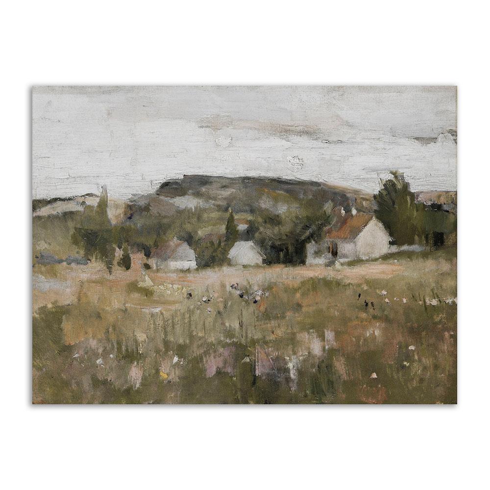 Vintage-Wand-Kunst, Retro-Poster und Drucke, Felddorf, natürliche Landschaft, Windmühle, Leinwandgemälde für Wohnzimmer, nordisches Bild