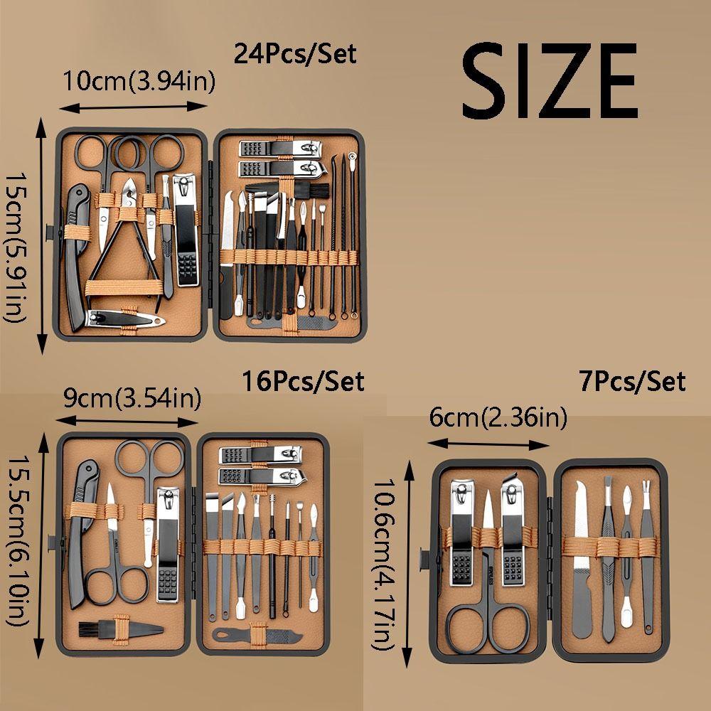 7/16/24 Pcs Heavy-Duty Nail Care Kit Stainless Steel Nail Grooming Kit Manicure Tool Set  Home Care