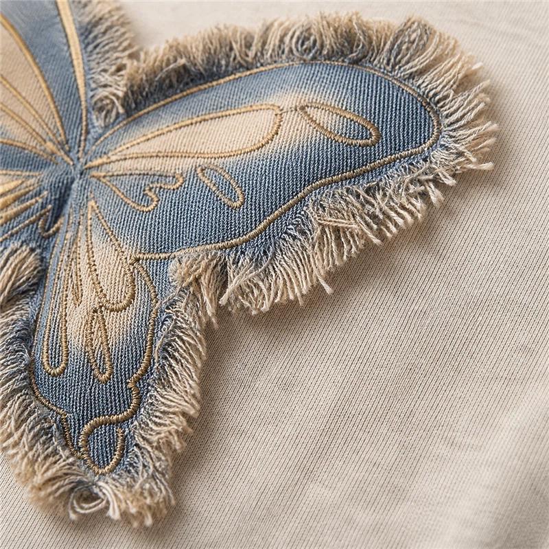 Plus Size Fat Girl Short-sleeved T-shirt Women's Summer New Slim Fit Unique Unique Versatile Butterfly Top