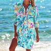 Summer Graffiti 3D Print Blouses Women Long Sleeve Beach Blusas Mid-length Shirts Buttons Shirt Blouse Girl Holiday Pocket Tops