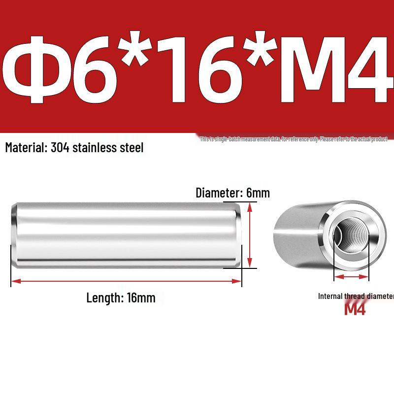 Pin Cilindric din Oțel Inoxidabil 304 cu Filet Interior M4/M6/M8 și Orificiu - Coloană de Suport și Ghidare