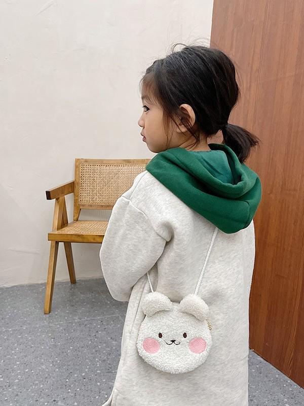 2025 Autumn/Winter Plush Kids' Cartoon Shoulder Bag, Cute Crossbody Furry Accessory for Boys and Girls