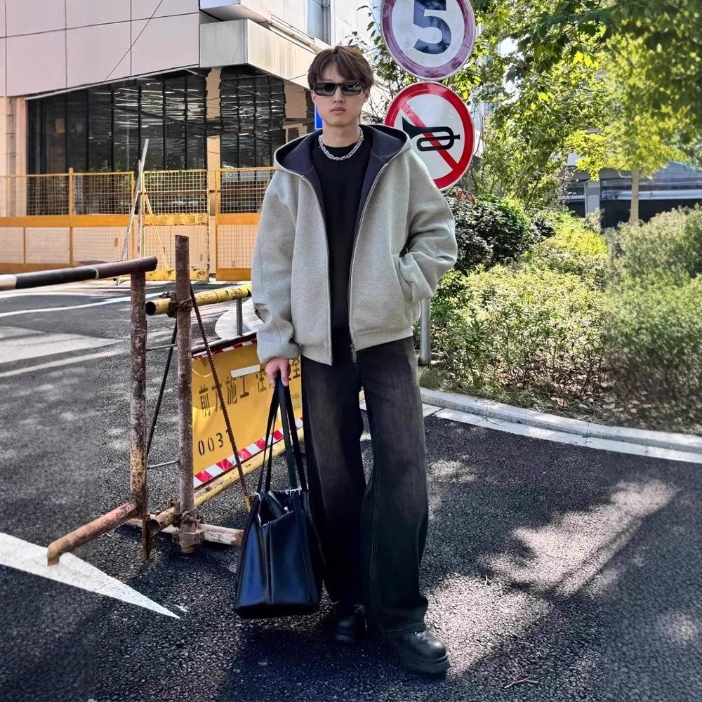 Hooded Sweater Men's Heavy 2026 Stiff Silhouette Shoulder Sleeves Fashion On Clothes Sports