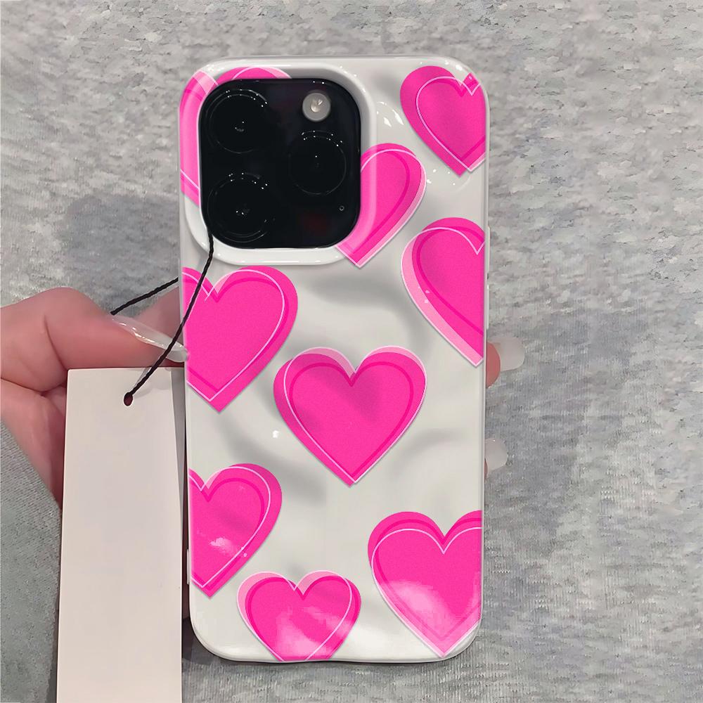 Love Pattern Phone Case For iPhone 17 16 15 14 13 12 11 Pro Max Plus 17 Air Folds Texture Shockproof Soft TPU Back Cover