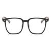 14526 Square Rice Nail Tr90 Glasses Frame Wood Grain Temple, Fashionable Internet Celebrity Anti-Blue Light Flat Mirror For Men And Women