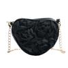 PU Leather Women Heart-shaped Crossbody Bag Large Capacity Lightweight Crossbody Bag Tote Bag Zipper Rose-shaped Chain Bag