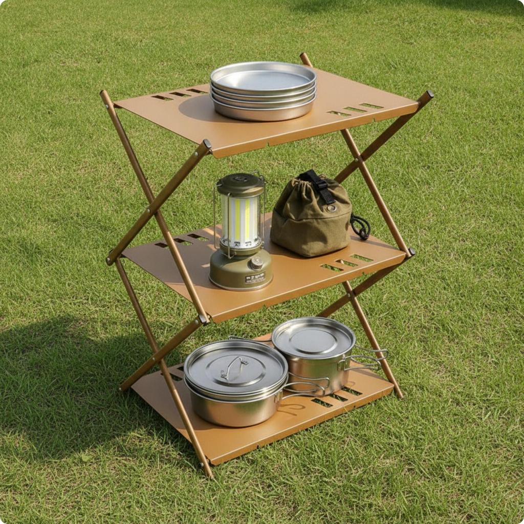 Storage Shelf with Bag Collapsible Shelving Organizer Sturdy for Backyard