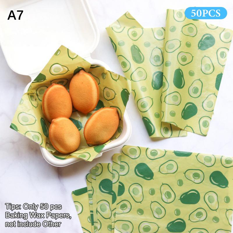 50Pcs Food Grade Baking Wax Paper Strawberry & Floral Patterned Paper Squares Non-Stick Cake Burger Chips Wrapping Papers