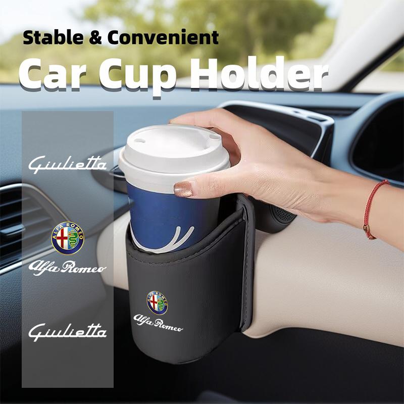 For Alfa Romeo Leather Car Door Water Cup Holder Back Seat Drink Rack Leather Storage Box Accessories 159 Giulietta Giulia 147 zk0