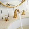 Tuqiu Basin Faucet Gold Bathroom Sink Faucet 3 Hole Widespread Basin Mixer Hot And Cold Brass amd Crystal Water Tap New