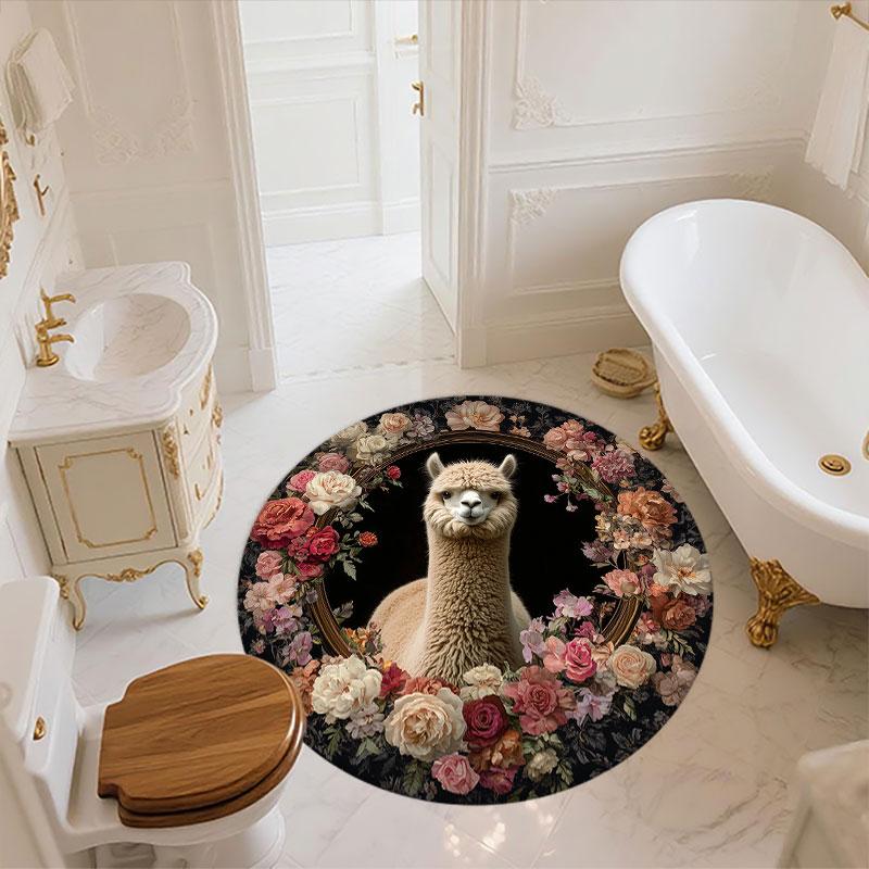 Pigs, Foxes, Rabbits & Llamas pattern round rug,Carpet Rug for Living Room Bedroom Playroom ,Non-slip Floor Mat,Holiday Gifts and Birthday Gifts.