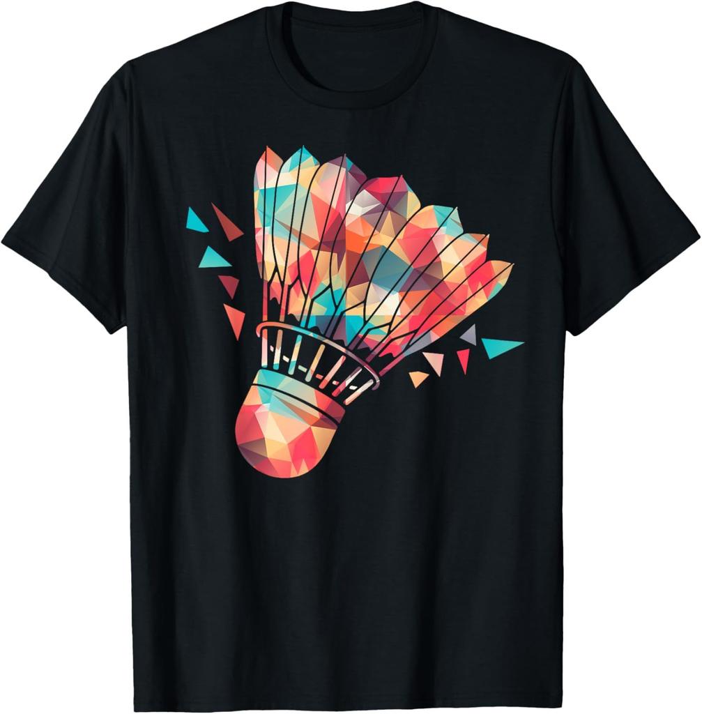 Colorful Shuttlecock Birdie Badminton Player Sports Lover TShirt Cotton Men Clothing Tops Graphic T Shirts Camisetas