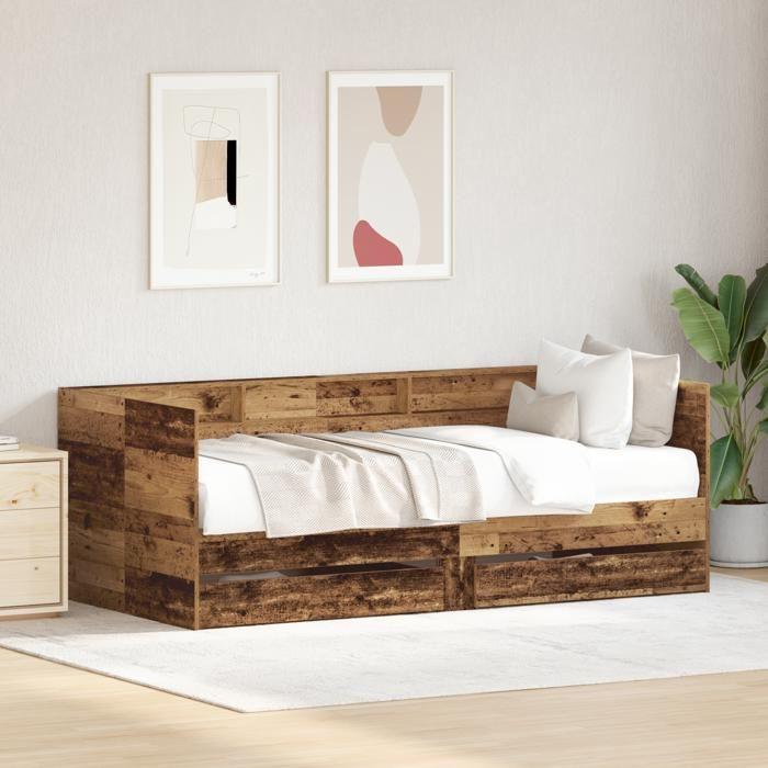 VidaXL Canapé avec tiroir Bois ancien Bois d'ingénierie 75 x 190 cm 3334005