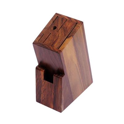 Wooden Knife Stand for Kitchen with 6 Universal Knife Slot, 1 Scissor Slot - Knife Holder for Kitchen | Wooden Knife Holder / Stand Without Knife
