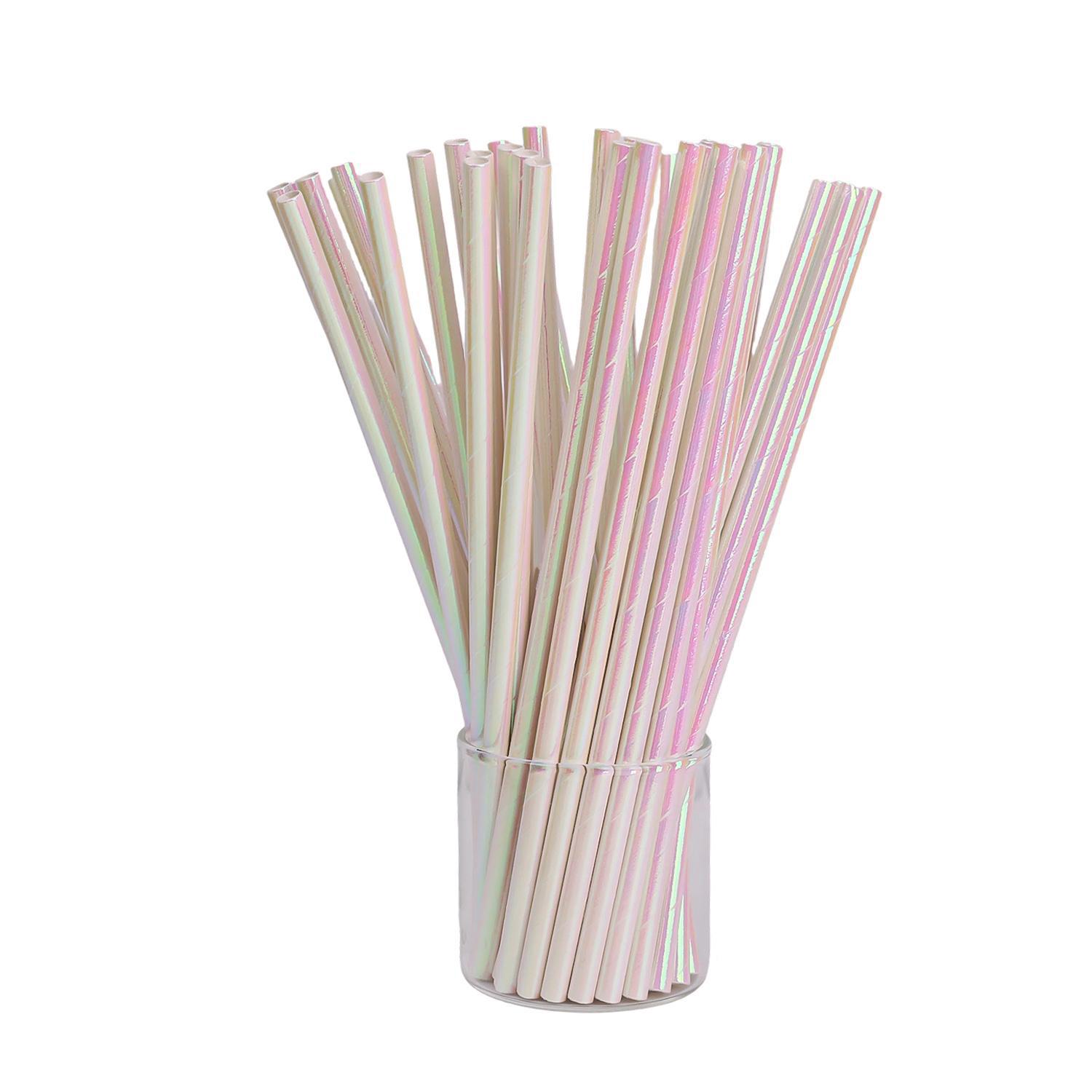 

50/200pcs Disposable Drinking Laser Paper Straws Multicolor Drinking Straws Milk Tea Bar Party Wedding Kitchen Home Accessories 50pcs-1pack белый