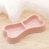 Bone Shaped Double Dog Cat Bowls Cute Pet Food and Water Bowl Set Non-Slip Durable Feeding Dish for Puppy Kitten