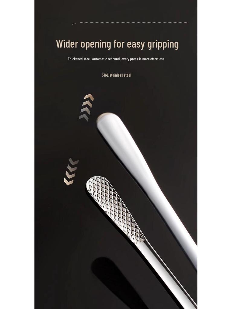 Heavy-Duty 316 Stainless Steel BBQ Grill Tongs - Korean Style